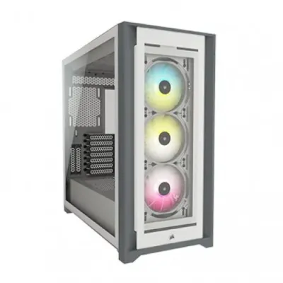Corsair iCUE 5000X RGB Tempered Glass Mid-Tower ATX PC Smart Case - White